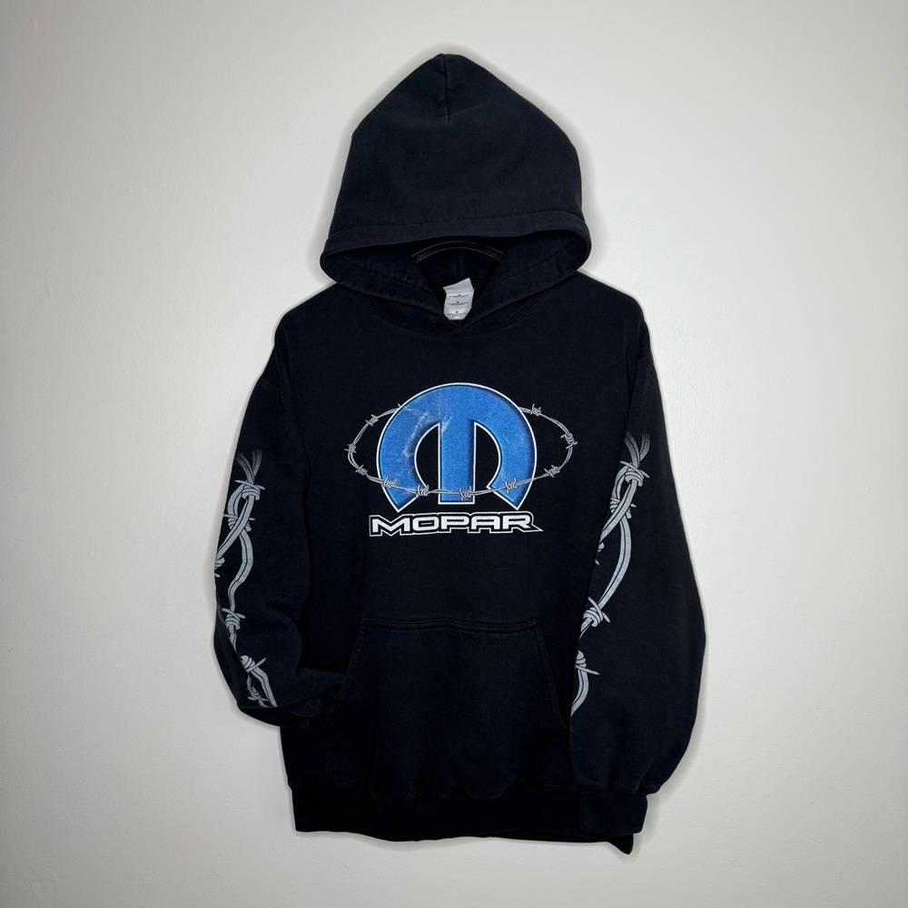 Vintage 00s Mopar Hoodie Black Graphic Logo Size M